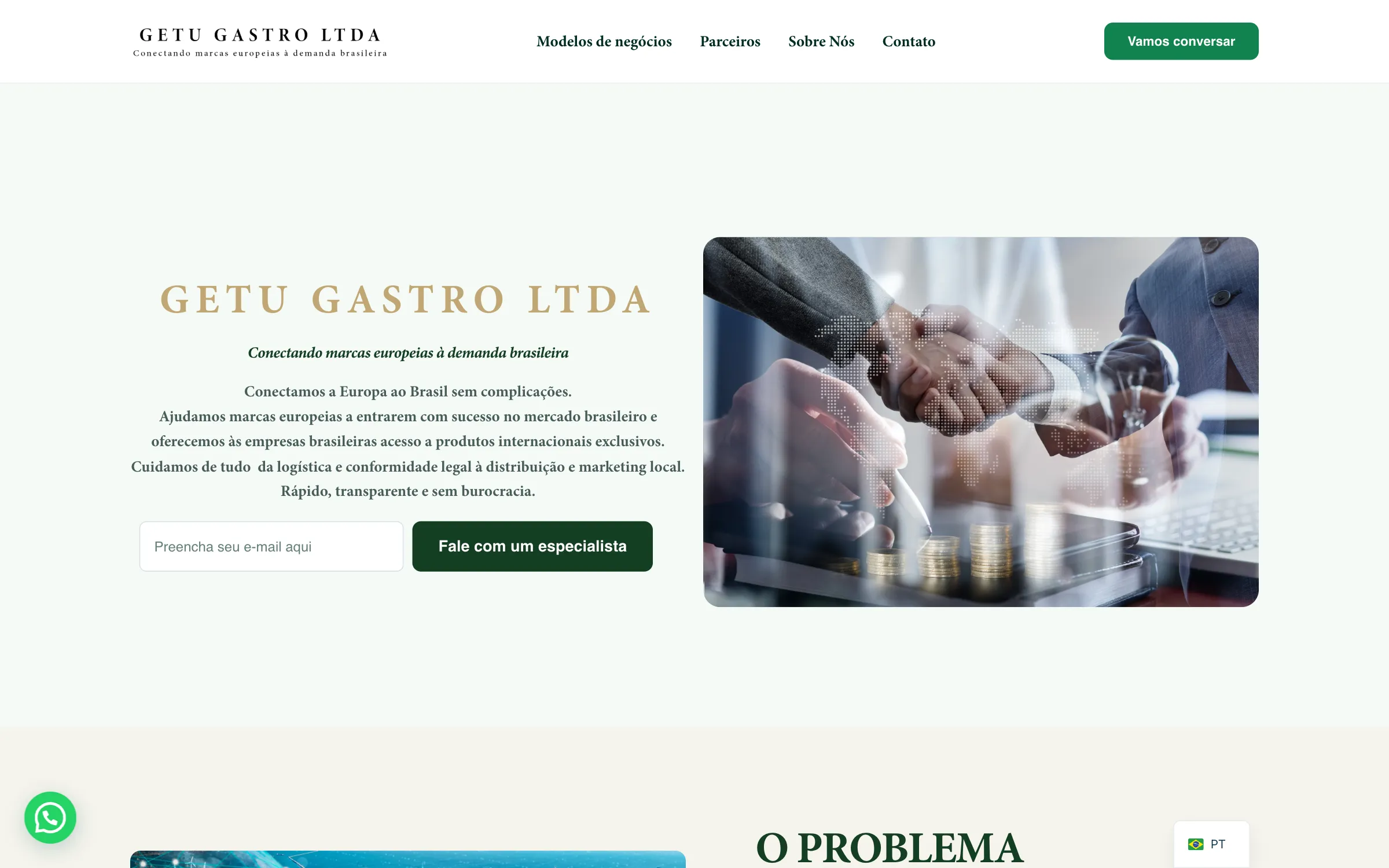 Screenshot van de website van Getu Gastro