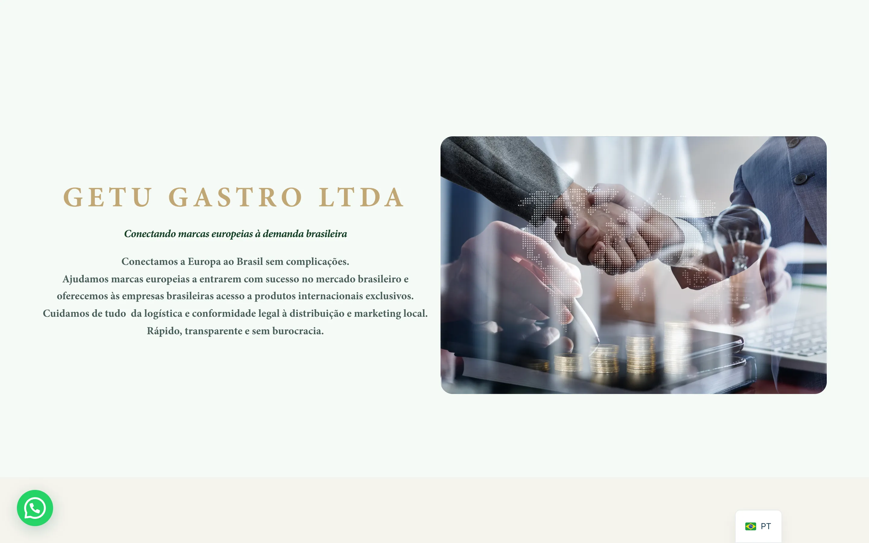 Screenshot van de website van Getu Gastro